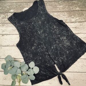 LoveStitch Acid Wash Front Tie Tank Top